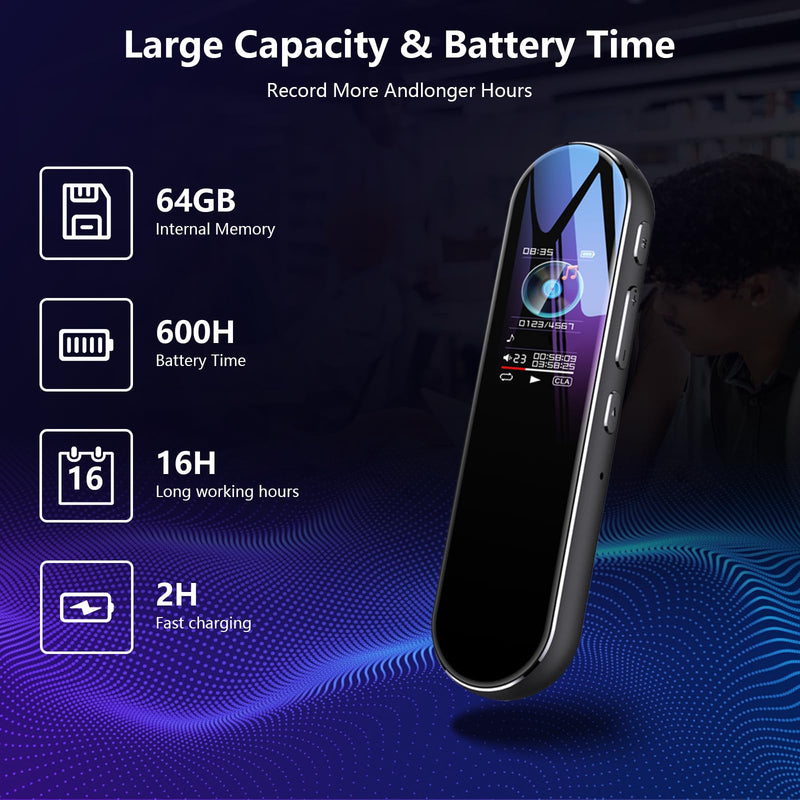 [AUSTRALIA] - 64GB Digital Voice Recorder Voice Activated Recorder for Lectures Meetings Audio Recorder Dictaphone Recording Device with Playback,MP3,PlayerVariable Speed 