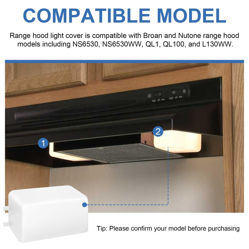 [AUSTRALIA] - SR401650 Range Hood Light Lens Cover Replacement for Broan Nutone Model NS6530, NS6530WW, QL1, QL100 and QL130WW, Kitchen Range Hood Parts and Accessories, Pack of 2 