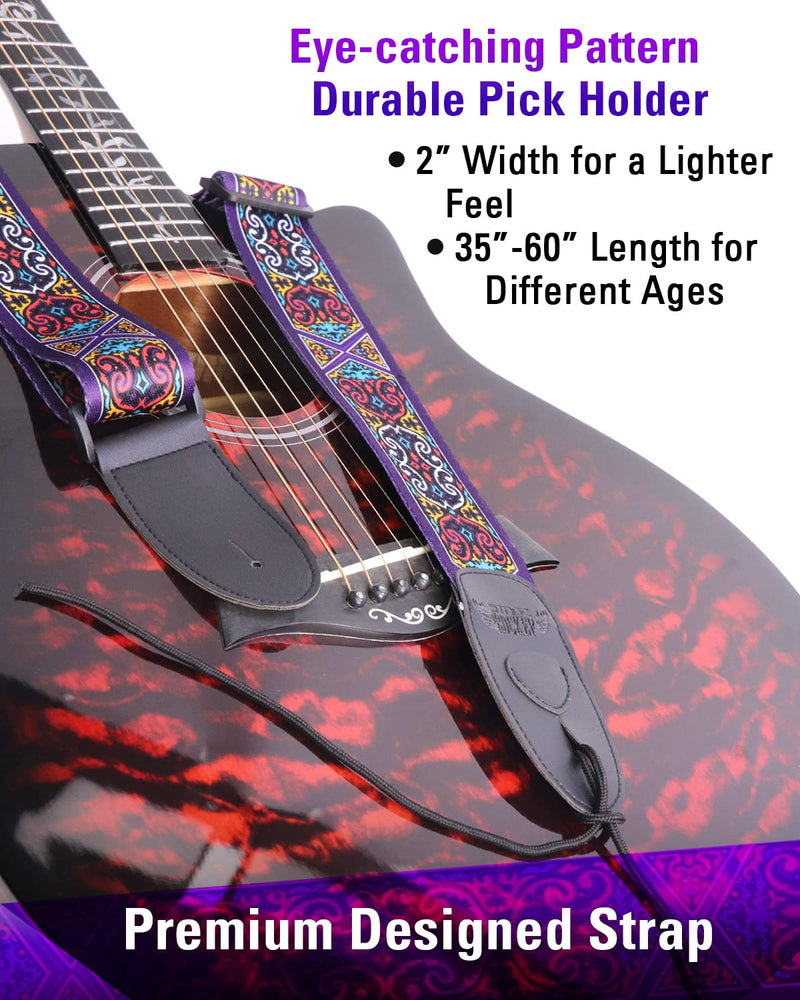 Stage Rocker Guitar Accessories Gift Box for Acoustic and Electric Guitars, 5-in-1 Essential Gift Purple