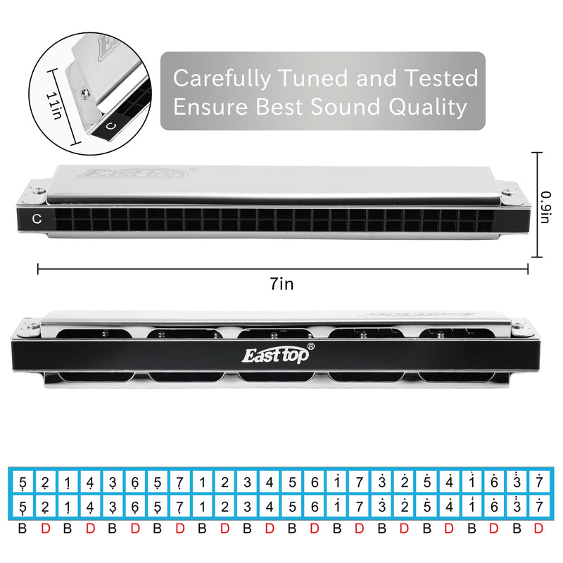 [AUSTRALIA] - East top 24 Holes Professional Tremolo Harmonica Musical Instrument for Adults (T2403-C) 