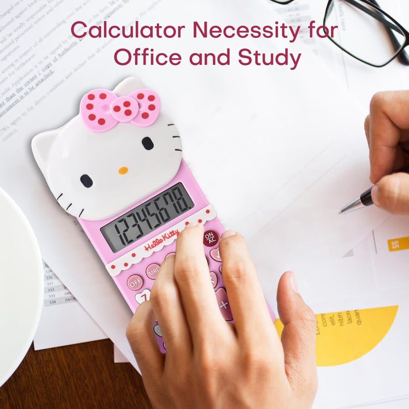 Cute Calculators, 8 Digit with LCD Display for Teachers Student Basic Office, Kids Calculator, Calculator for School, Mini Calculator, Cartoon Calculator, Handheld Calculator 5.9×2.6 inch Pink FG-Pink