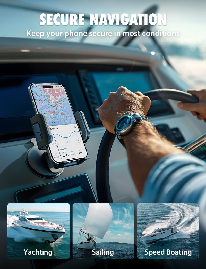 Griplox Waterproof Phone Mount, Boats Phone Holder for Kayak | Waterproof boat phone mount, Temporbond suction, fits devices up to 6.75x3.5", portable floating/marine case, secure
