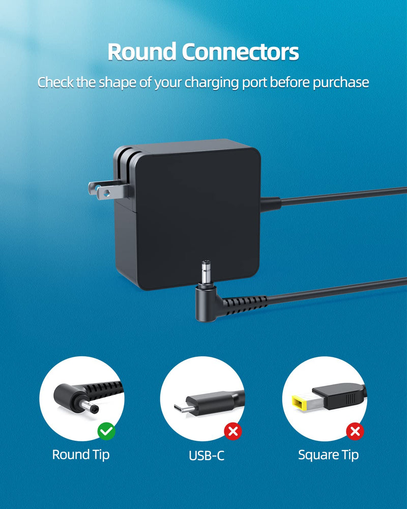 Charger for Lenovo Laptop Charger - 65W 45W, (UL Safety Certified)