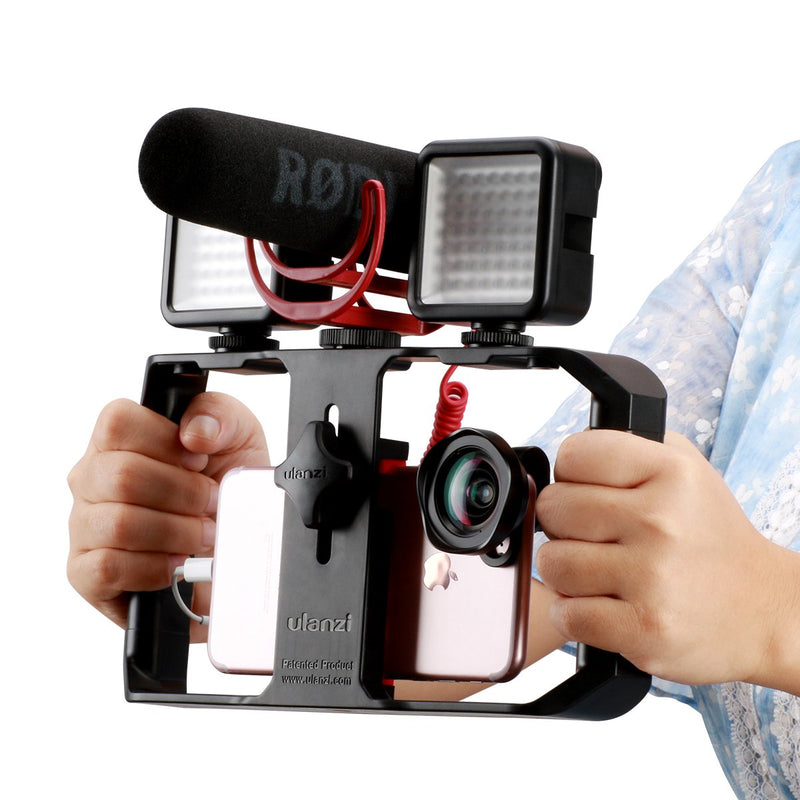 Ulanzi U Rig Pro Video Rig for iPhone, Phone Stabilizer Rig w Triple Cold Shoe Mount,Phone Tripod Mount for iPhone 12 11 Pro Max XS Max X 8 Plus OnePlus 7 Pro Samsung Google Pixel Vlogging Filmmaking