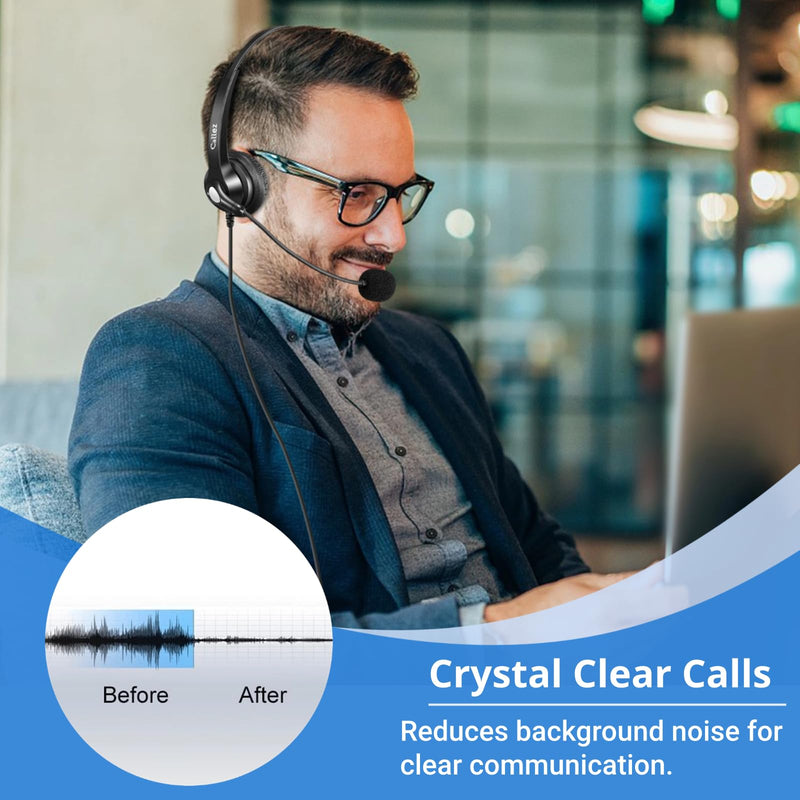 Callez Cisco Phone Headset with Mic Noise Cancelling, RJ9 Office Telephone Headset with Quick Disconnect Cord Compatible with Cisco IP Phone 7940 7942 7945 7960 7962 7965 7821 7841 8811 8841 8845 8851