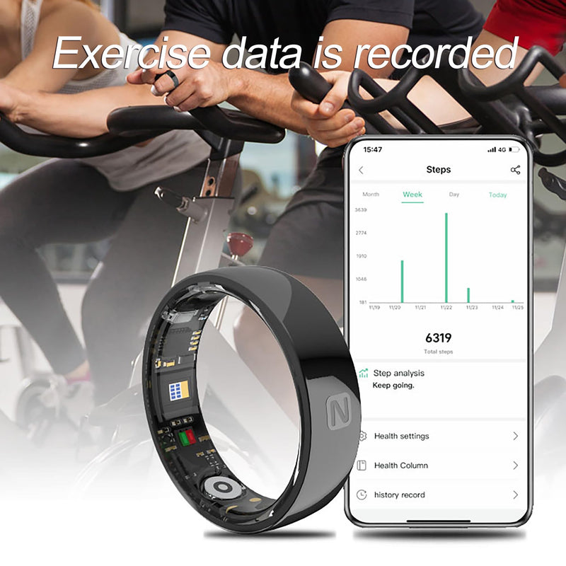 Smart Rings for Men Women Health Ring Heart Rate Monitor Sleep Rings NFC Control Family Care Exercise Activity Tracker Pedometer Step Counter Smart Rings for Android & iOS Phones Ceramic Ring black 9