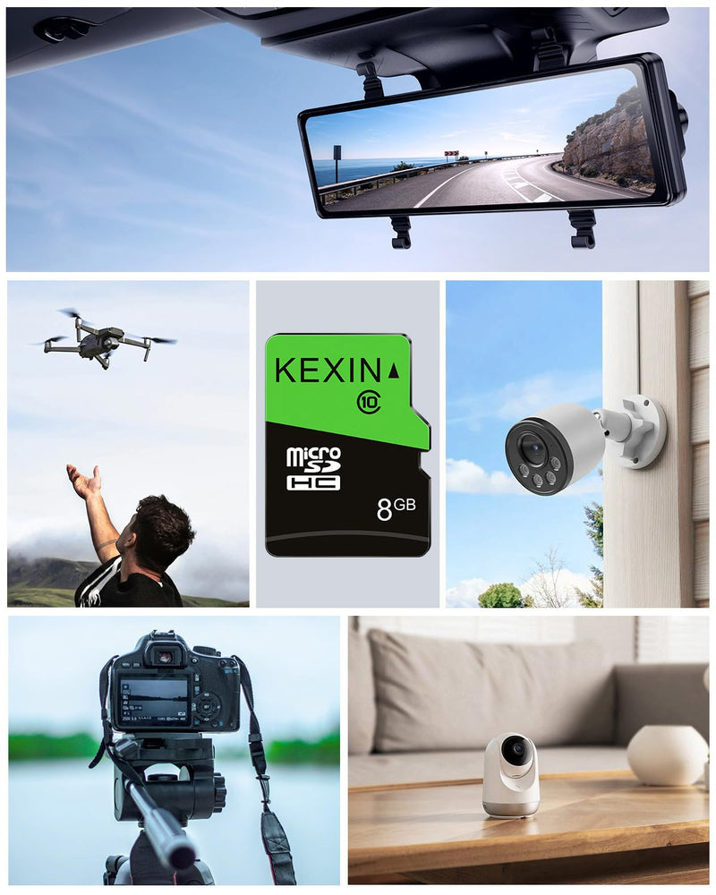 KEXIN 8GB Micro SD Card 10 Pack with SD Adapter microSDHC Memory Card UHS-I C10 Micro SD Card Full HD High Speed TF Card for Smartphone Tablet Action Camera Dash Cam Drone Game Console