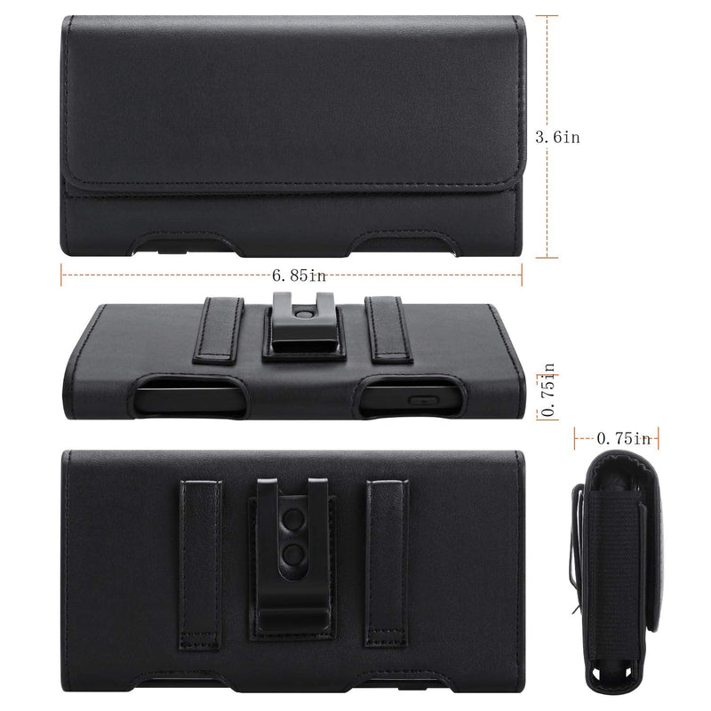 BECPLT Galaxy S24 Ultra S23 Ultra S22 Ultra 5G Note 20 Ultra 5G Note 10+ Plus 5G Holster Black Leather Carrying Cell Phone Holder Belt Clip Holster Case Pouch for Galaxy A14 5G S21 Ultra 5G Note 20 9 XL (6.85" x 3.6" x 0.75") Black-Leather