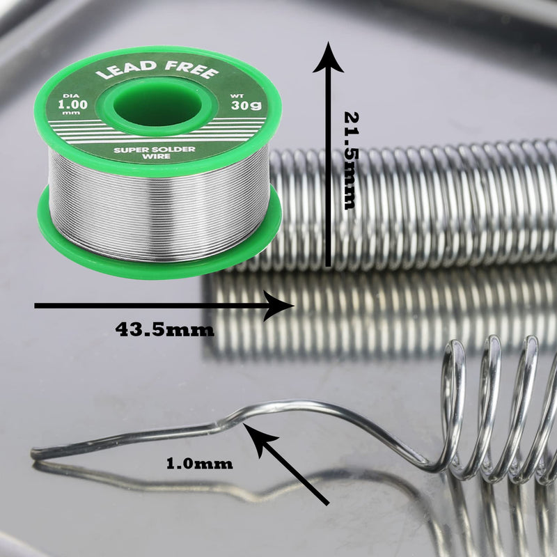 lumcov Solder Wire, Lead-Free Solder with Rosin Core, Electronic Soldering Wire on Roll, Coil Soldering Tin, Wire Soldering Solder, for Electric Soldering and DIY (1 mm, 30 g)