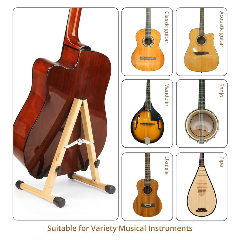MUSO Guitar Stand,Acoustic Guitar Stand,Wood Classical Electric Guitar Stand,Foldable Bass Guitar Stand,Guitar Accessories also fit Bass,Violin,Ukulele (Bamboo) Bamboo