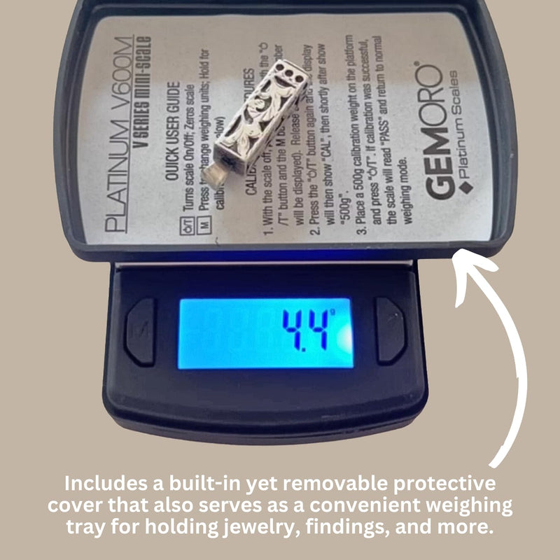 [AUSTRALIA] - GemOro Platinum V600M | Durable Precise Jewelers Countertop Portable Mini Scale | Digital Precision Tool with Expert Professional Reading & Accuracy 600g x 0.1g Readability V Series 