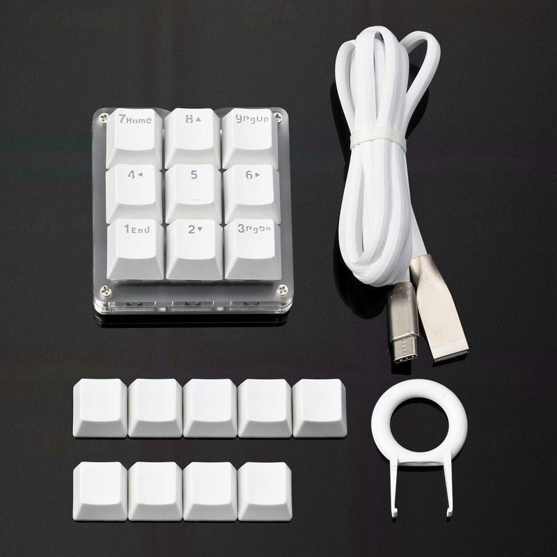 Koolertron One Handed Macro Mechanical Keyboard, RGB LED Backlit Portable Mini One-Handed Mechanical Gaming Keypad OSU! Keyboard 9 Fully Programmable Keys White/Red Switches/Pink LED