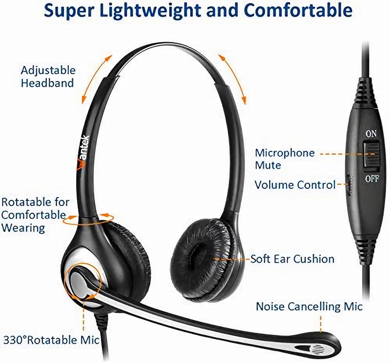 [AUSTRALIA] - Wantek Cisco Phone Headset with Microphone Noise Cancelling, RJ9 Telephone Headsets Compatible with Cisco Office Phones 7940 7942 7945 7960 7962 7965 7811 7821 8811 8841 8845 8851 Plantronics M12 M22 