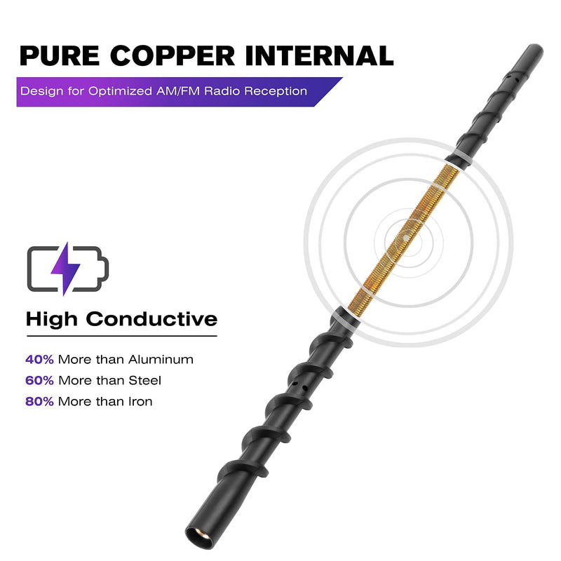 [AUSTRALIA] - 13 Inches Truck Antenna Compatible with Chevrolet Silverado 1500 2500 3500 (2007-2026) and GMC Sierra (2009-2026), Spiral Flexible Rubber Antenna, Direct Replacement Antenna (M7 Thread) 