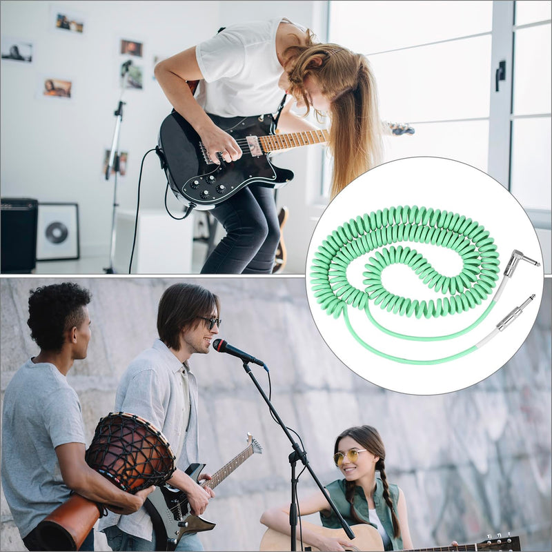 QWORK Guitar Cable, 30ft Coiled Instrument Cable for Guitar/Bass, Green