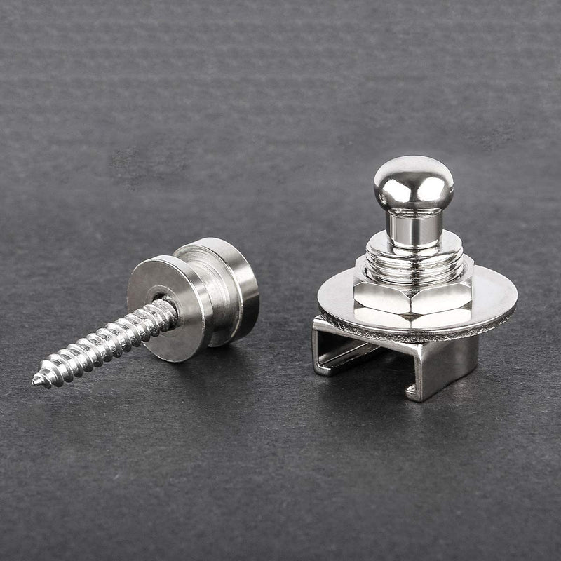 Guitar Strap Locks, Dreokee 2 PCS Silver Guitar Strap Lock Buttons Guitar Strap Locks Set Security Quick Release Strap lock Retainer System Guitar Strap Lock Schaller for Electric,Bass,Acoustic Guitar