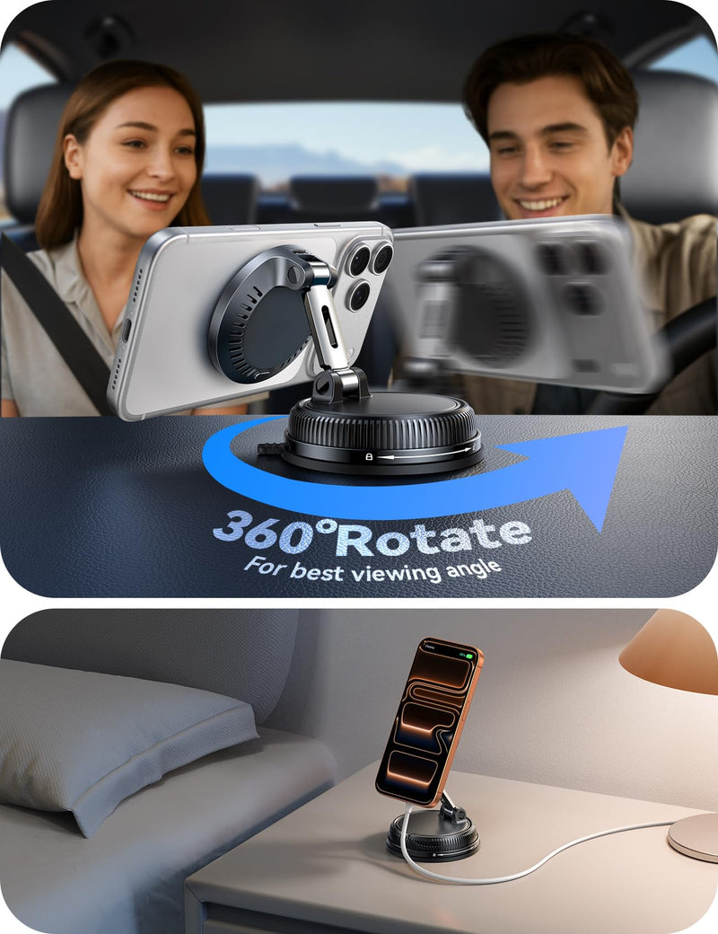 JOYROOM 15W Magsafe Car Mount Charger, iPhone Faster Charging Wireless Car Charger, 80+LBS Strong Suction Magnetic Phone Holder for Car, Stable Metal Support Arm for iPhone 17 Pro Max 16 15 14 13 | 80+LBS Strong Suction Magnetic Phone Holder for Car, S...