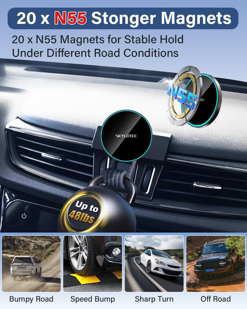 SKYLOTEC Magnetic Charger Phone Mount for Honda Civic 2016-2021 | for 15W Magsafe Car Mount Charger Civic Accessories, 7/8 inch Screen Cradles Strong Magnets for iPhone Samsung