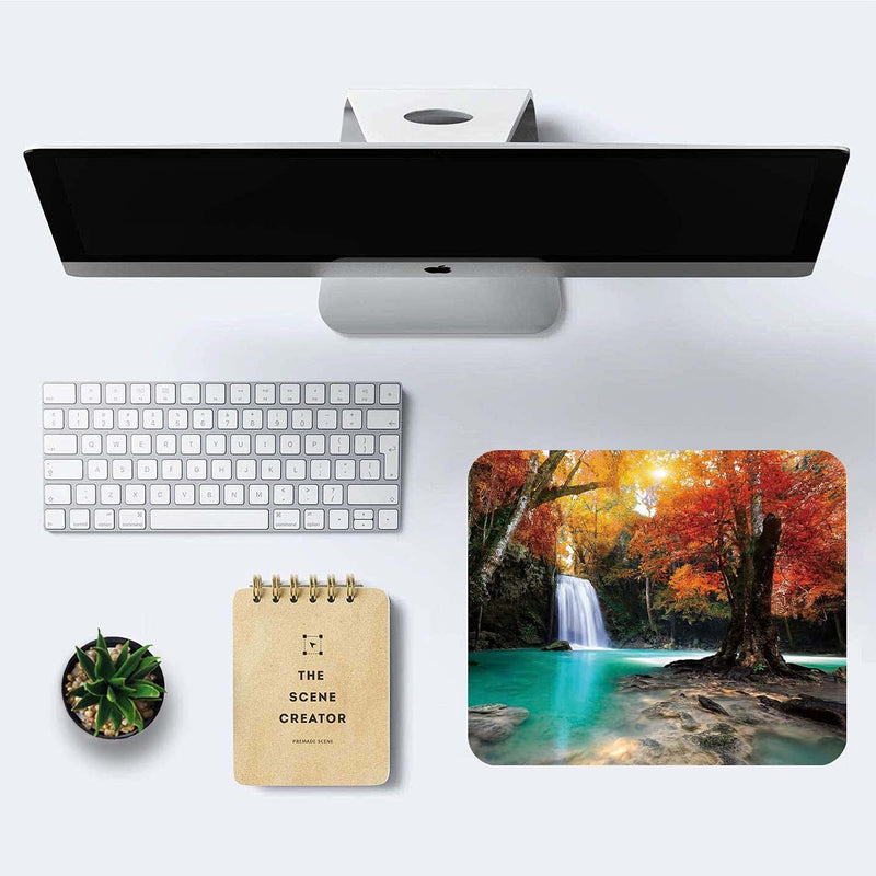 Deep Forest Waterfall Mouse Pad,Non-Slip Rubber Base Wireless Gaming MousePads for Computers Laptop Office,Cute Mouse Pads with Designs for Women S135
