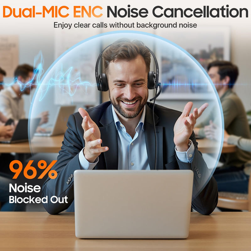 [AUSTRALIA] - USB Headset with Microphone for PC，Wired Computer Laptop Headset with Noise Cancelling Microphone, Work Headphones with Mic for Home Office Teams Zoom (USB-A&C)-Black Black 
