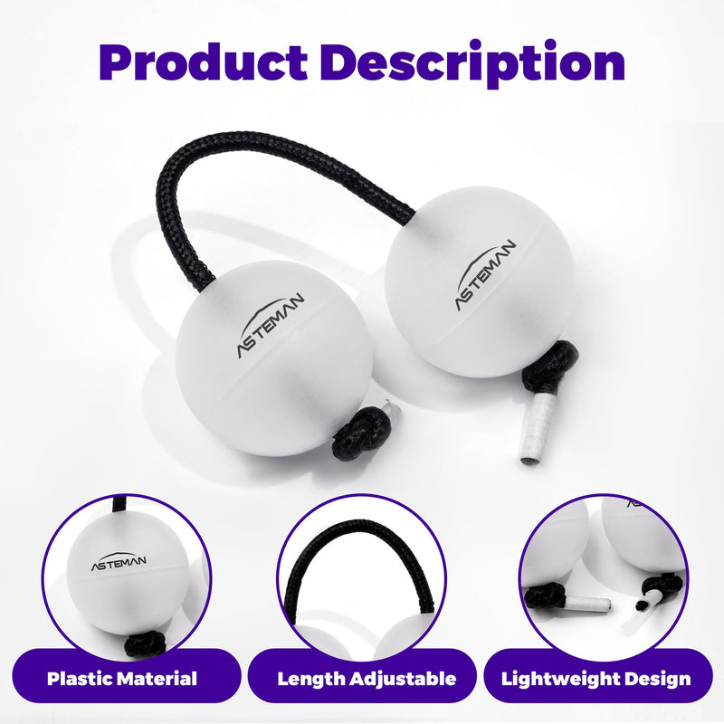 AS TEMAN Rhythm Ball Asalato Shaker Kashaka Percussion Instrument,Suitanle for Adult Beginners,White Balls with Black String(Single-Handed Two Balls)