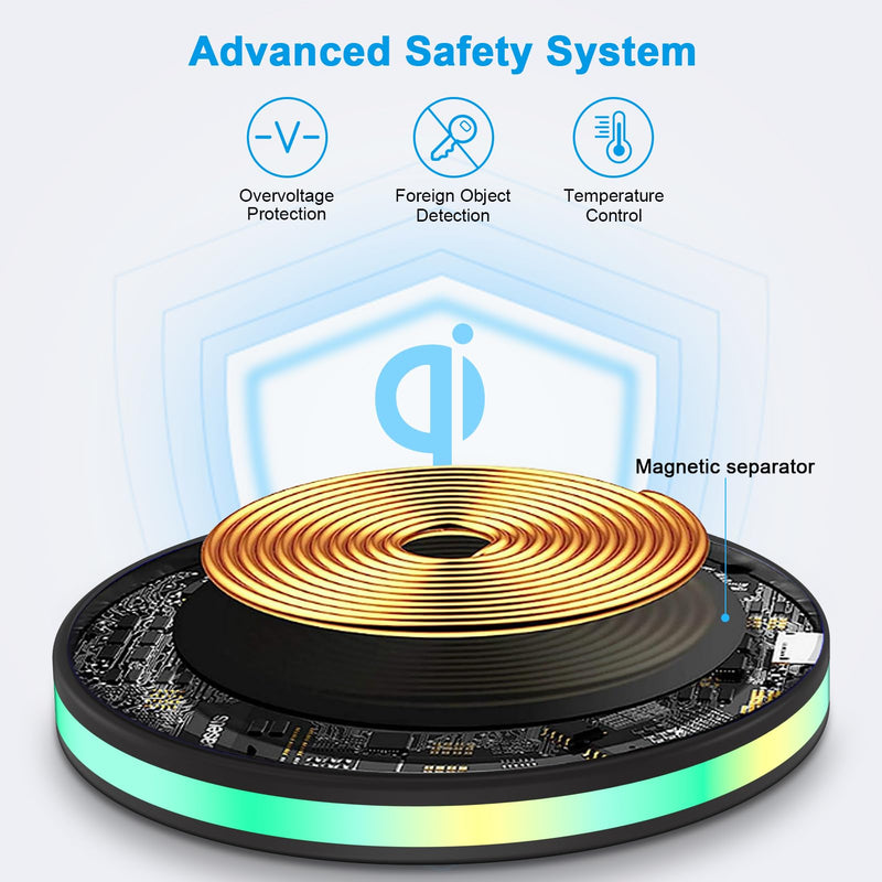 15W Samsung Wireless Charger Fast Charging for Samsung Galaxy S24 S23 Ultra S22+ S21 S20 FE S10 S9, Wireless Charger Pad Phone Charging Station for iPhone 15 14 13 12 11, Google Pixel 8 Pro 7a 6 Pro 1-Pack Black