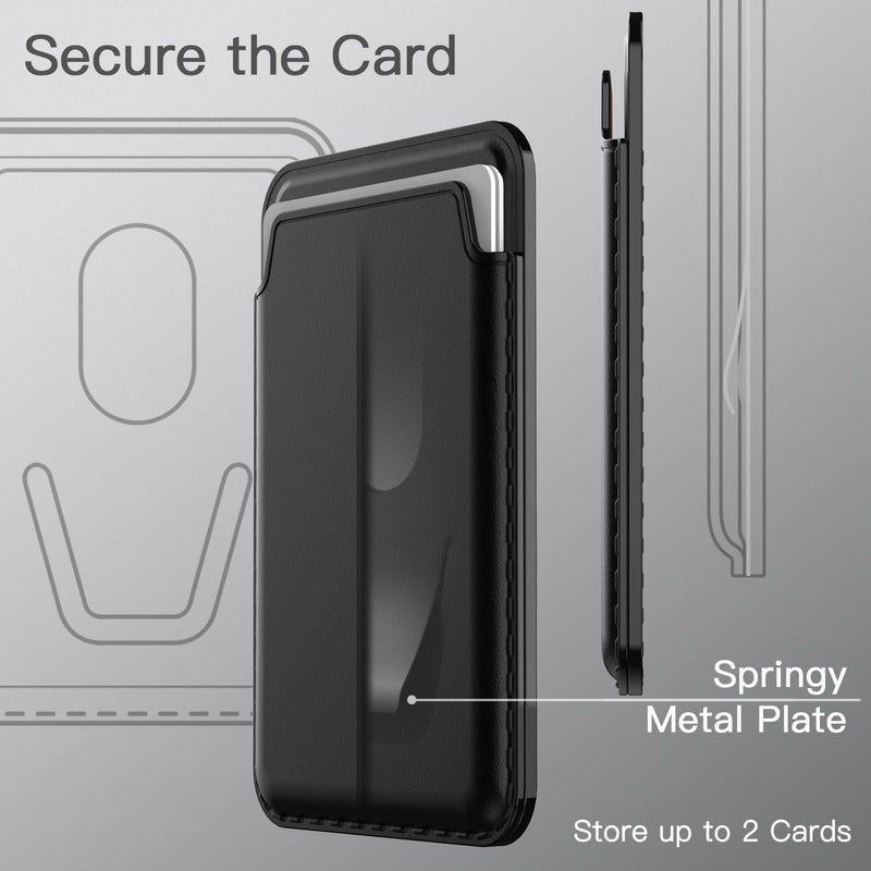 JETech Magnetic Wallet Compatible with MagSafe for iPhone 15/14/13/12 Series, PU Phone Card Holder, Store 1-2 Cards (Black) Black