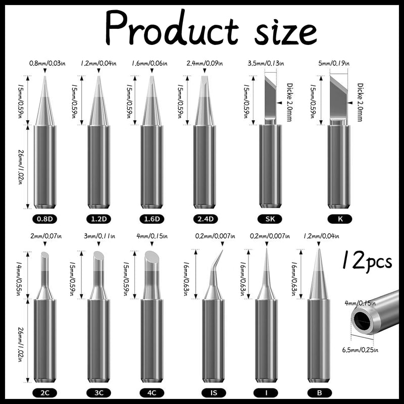 Pack of 12 900 m soldering tips, soldering iron tips, universal soldering tip, lead-free material, soldering station, replacement welding equipment accessories, soldering iron tip, applicable Ersa