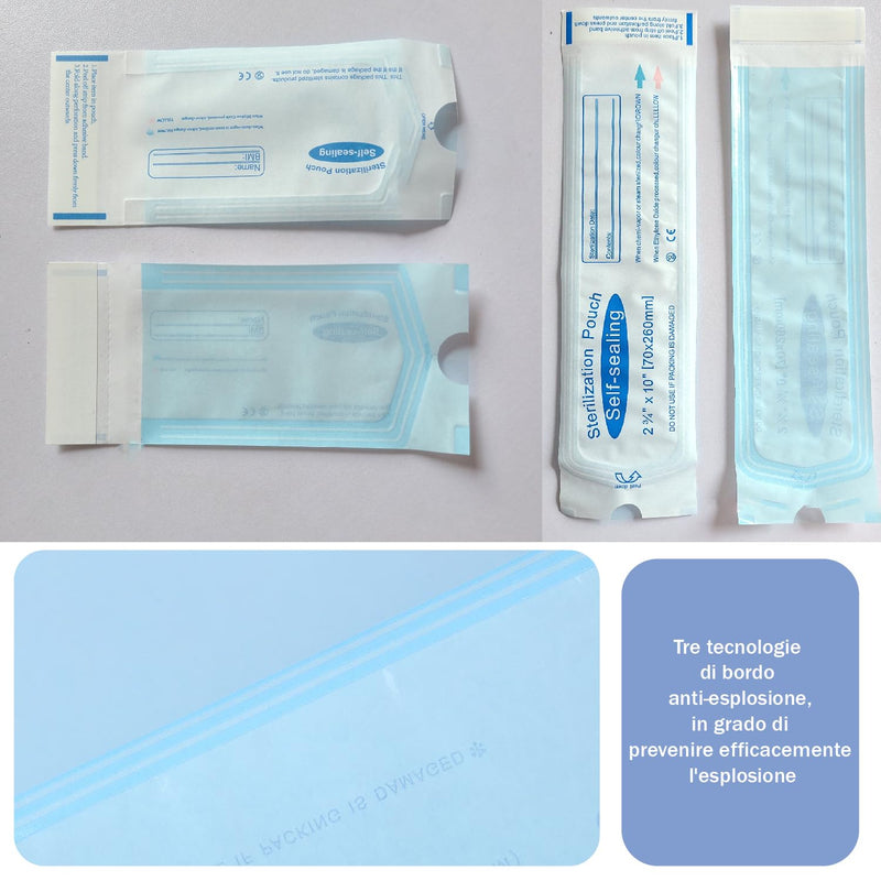 Esshogo 150pcs Sterilization Bags, Sterile PVC Bags, Autoclave Bags, Self Sealing Bags for Sterilization, Sterilization Bags