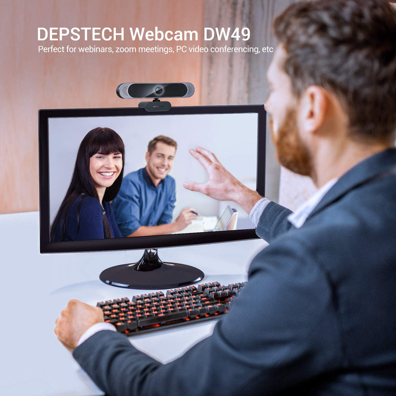 DEPSTECH 4K Webcam, DW49 HD 8MP Equipped with Sony Sensor Autofocus Webcam with Microphone, Privacy Cover, Plug Play USB Computer Web Camera for Pro Streaming/Online Teaching/Video Calling/Zoom/Skype | Privacy Cover, Plug Play USB Computer Web Camera f...