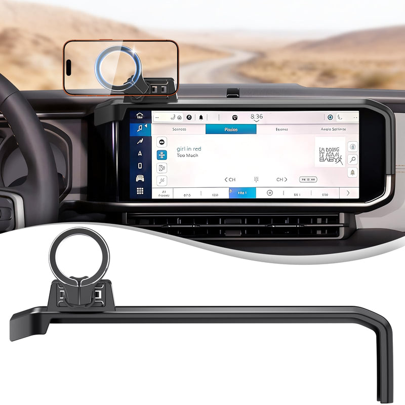 Magnetic Phone Mount Holder for Jeep Wrangler JL/4xe & Gladiator JT 2024 2025 2026, 12.3 Inch Clip-On, No Block Screen for Landscape, Sturdy for Off-Road, Cell Car Holder for MagSafe iPhone & Samsung