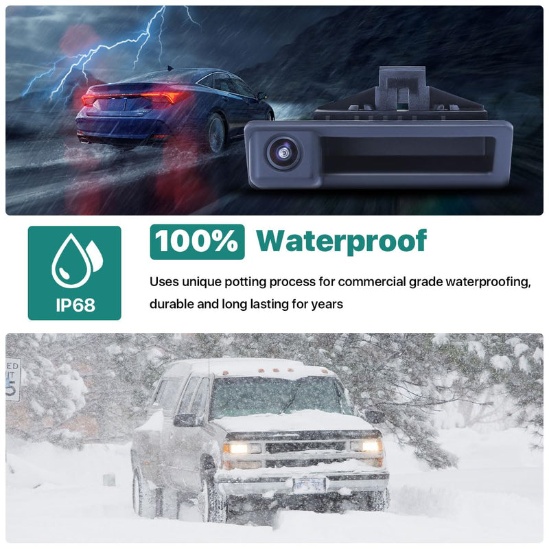GreenYi AHD 720P Vehicle Backup Camera for BMW E82 E88 E84 E90 E91 E92 E93 E70 E60 E61 E39 3 5 X5 X6, Car Rear View 170 Fisheye Lens IP68 Waterproof Trunk Handle Camera