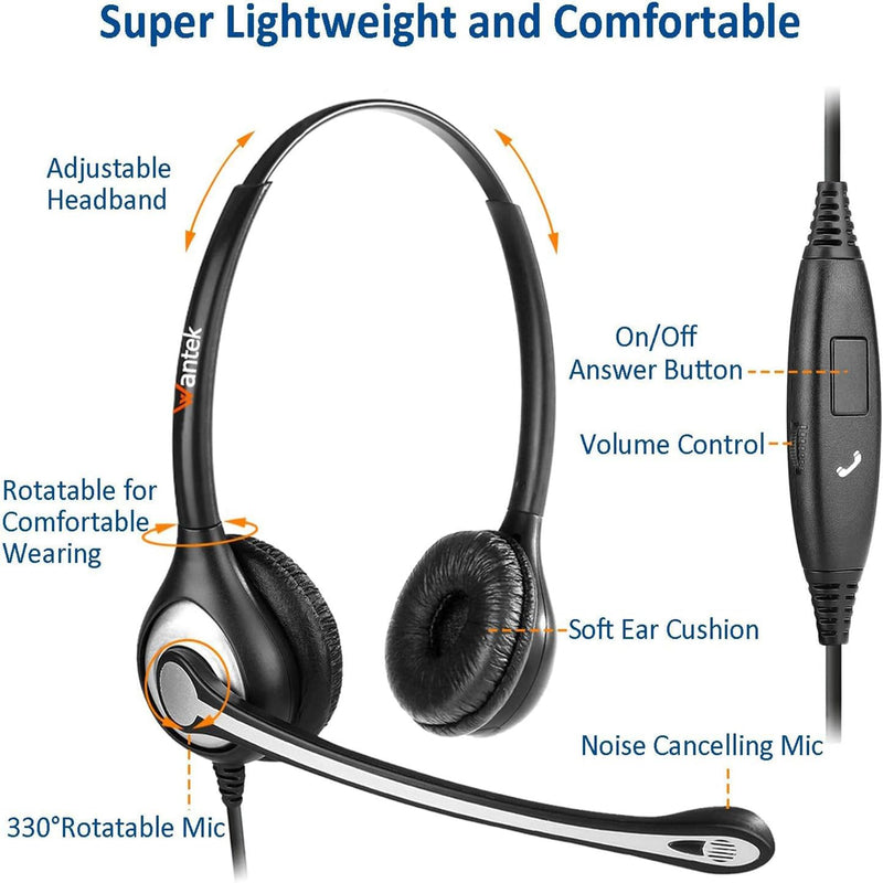 [AUSTRALIA] - Wantek Phone Headset Wired Computer Headset with Microphone – Noise Cancelling 3.5mm/2.5mm Headphones for PC, Laptop, Mac, iPhone, Samsung – Compatible with Zoom, Teams, Call Center, Home Office 602 