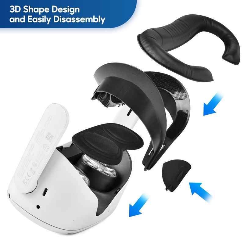 Extended Batteries Openning Grips Plus VR Facial Interface Braket with Face pad Cushion replacement for Oculus Meta Quest 2 Removable Facial Interface Frame Foam Face Covers Replacement VR Accessories Frame with Battery Opening Controller Protector