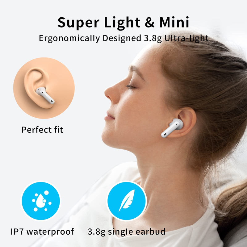 A40 Pro Wireless Earbuds, 50Hrs Playtime Bluetooth Earbuds Built in Noise Cancellation Mic with Charging Case, Bluetooth Headphones with Stereo Sound, IPX7 Waterproof Ear Buds for iPhone