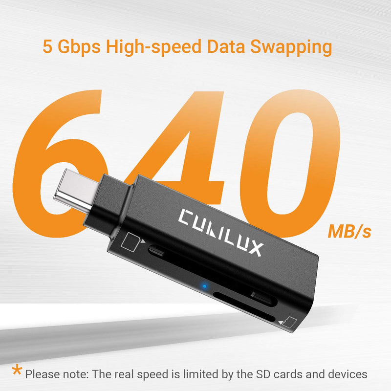 Cubilux USB Type C SD/TF Card Reader with LED Indicator, Thunderbolt 4/3 Memory Card Adapter Compatible with MacBook iPad Pro/Air 4/Mini 6 Samsung S22/S21/S20 Note 20/10 Tab S8/S7/S6 Pixel 6 Pro 5 4 3 Black