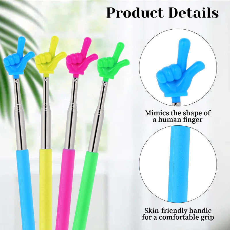 4PCS Pointer Stick for Classroom, Retractable Teacher Pointer, Extendable Finger Pointer Stick for School, Classroom Pointer and Pointer Finger Student Teacher Supplies 4Pcs B