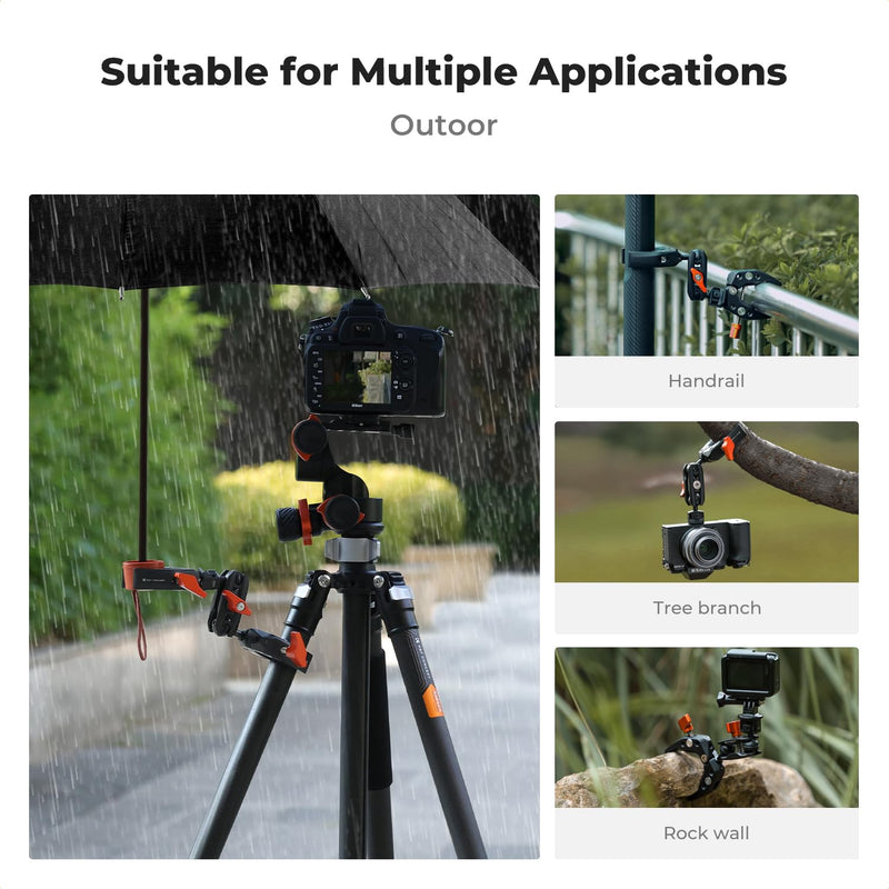 [AUSTRALIA] - K&F CONCEPT Double Super Clamp Camera Mount with 1/4" Threads Metal Clamp for Chair, Pole, Tripod, Desk, Flag, Umbrella, Motorcycle Mount 