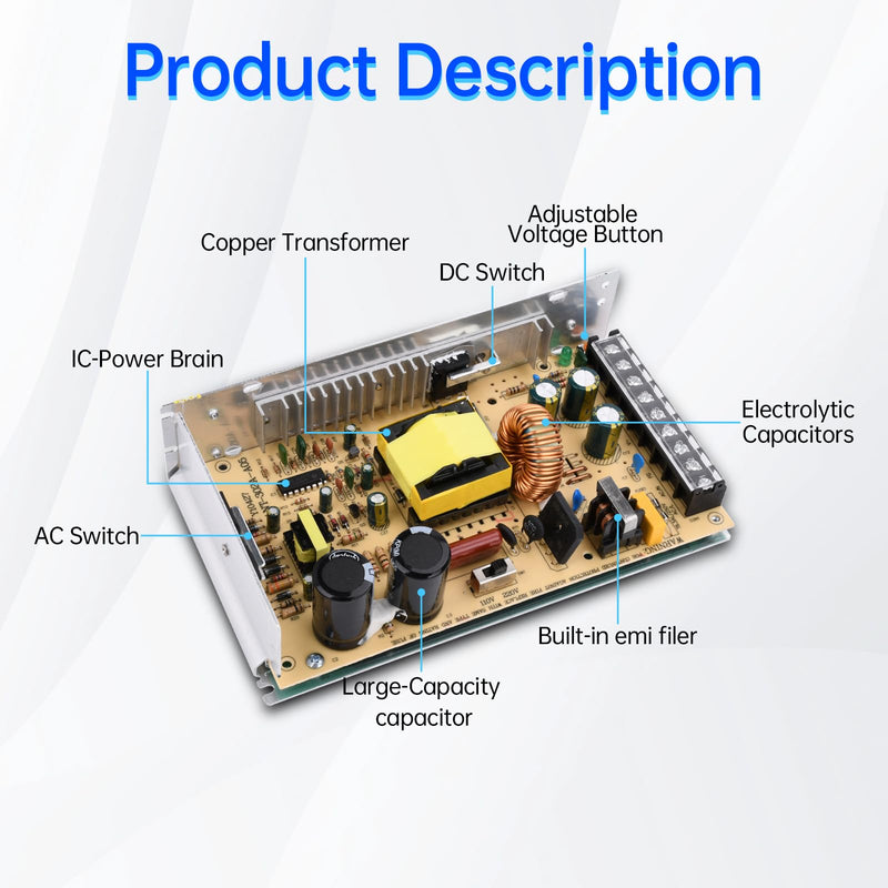 [AUSTRALIA] - Switching Power Supply 12 V 20 A Transformer, 240 W LED Power Supply Transformer AC 230 V to DC 12 V Adapter Transformer for LED Strips, 3D Printer, LED Lighting 