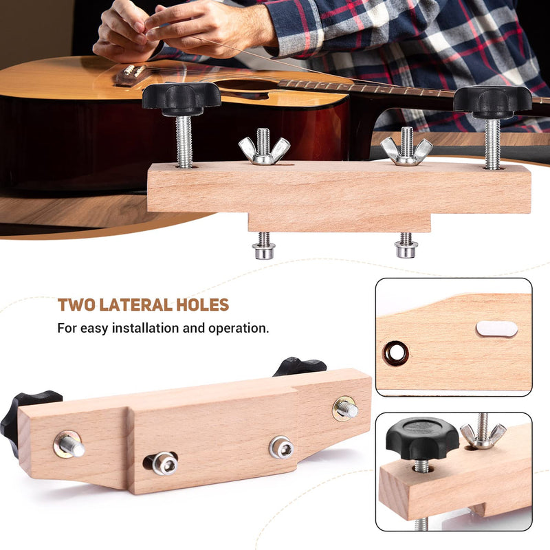 Facmogu Solid Maple Guitar Bridge Clamp, Entry Level Bridge Clamp Acoustic Luthier Tools with Cork Gasket & L-Wrench, Wooden Guitar Bridge Clamp for Classical/Acoustic Guitar Accessory Luthier Tools