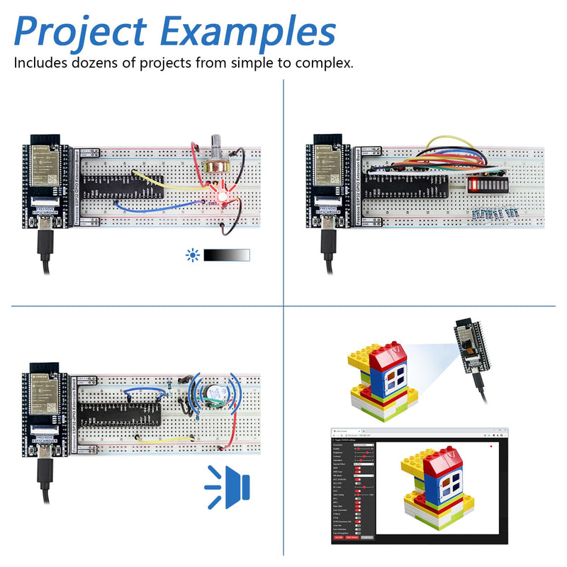 [AUSTRALIA] - Freenove Basic Starter Kit for ESP32 CAM (Included), Dual-core 32-bit 240 MHz Microcontroller, Onboard Camera Wireless, Python C Code, 400-Page Detailed Tutorial, 141 Items, 58 Projects with Memory Card Slot and Card 