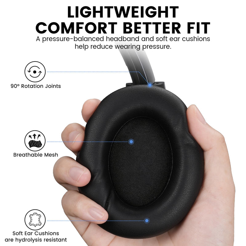 1Mii Y8+ Noise Cancelling Headphones for Gaming, Airplane & Travel, Black | Bluetooth 6.0 Over-Ear Wireless, Hybrid ANC, 100 hrs Playtime, Comfortable, LDAC Hi-Res Audio, Deep Bass, Custom EQ via APP