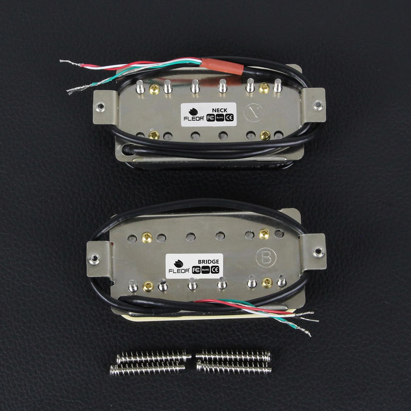 FLEOR Alnico 5 Guitar Pickup Double Coil Humbucker Pickups Neck and Bridge Set-Zebra Neck+ (8~9K)Bridge Pickup Zebra