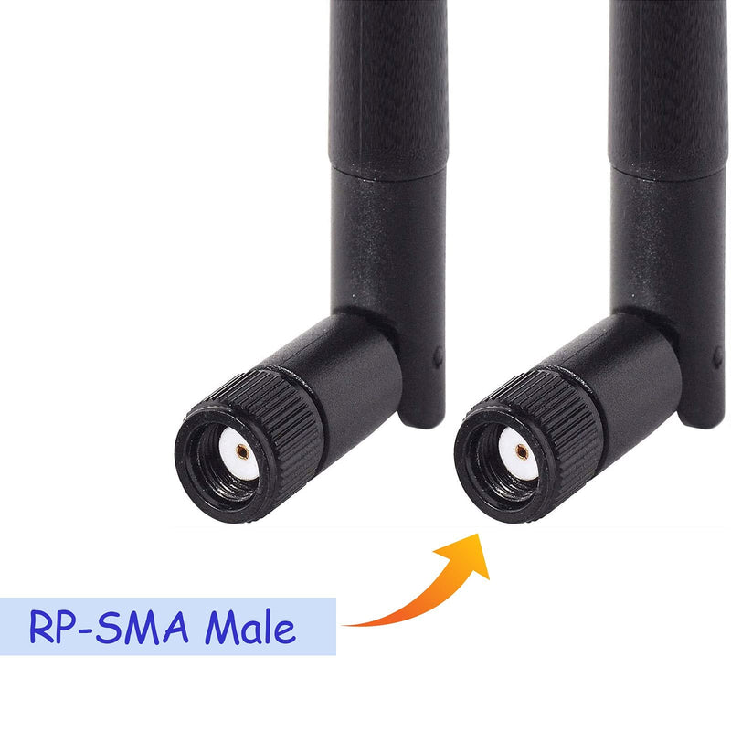 Bingfu Dual Band WiFi 2.4GHz 5GHz 5.8GHz 3dBi MIMO RP-SMA Male Bluetooth Antenna (2-Pack) for PC Computer WiFi Router Wireless Network Card USB Adapter Security IP Camera Video Surveillance Monitor （RP-SMA Male）Antenna 2-Pack
