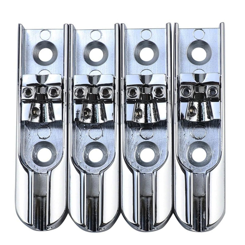 Bass Guitar Bridge with Zinc ALloy Saddle Base Individual Single String Fixed Bridge for 4 String Electric Bass Replacement Parts（Chrome） 4PCS Chrome