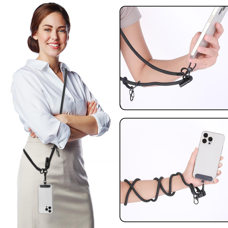 Adjustable Phone Crossbody Lanyards, Thick Nylon Phone Lanyard Strap Around the Neck Black