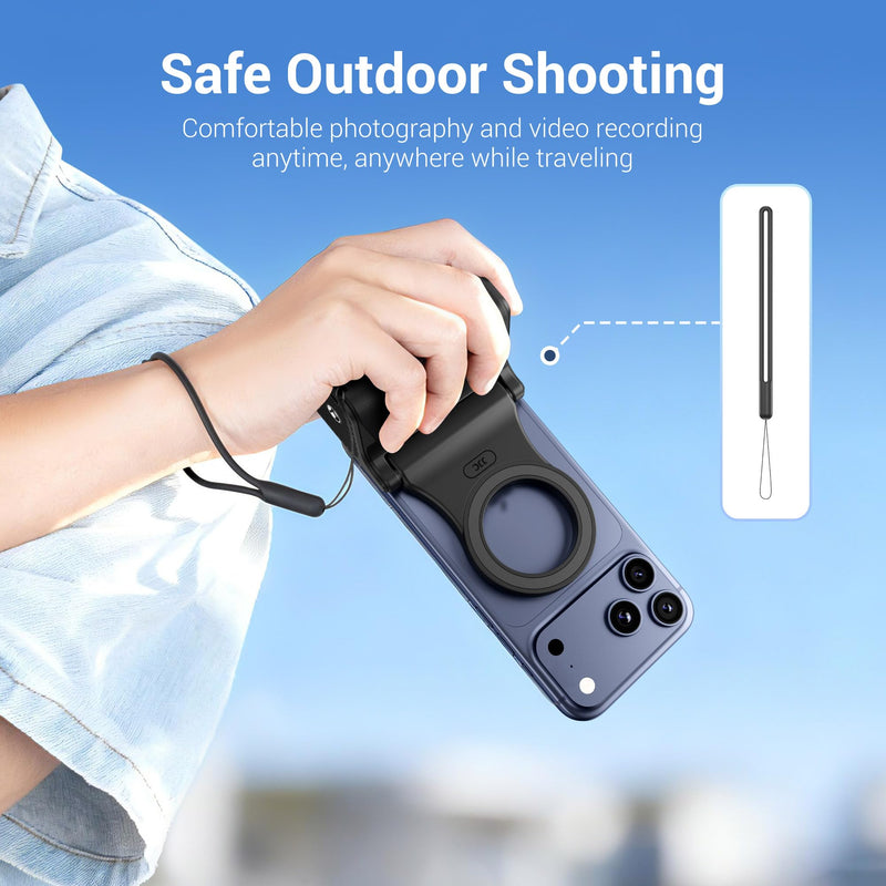 [AUSTRALIA] - JJC Upgraded Magnetic Phone Camera Grip with Remote, Cell Phone Camera Grip Handle Compatible with MagSafe iPhone Android Phones, with 1/4" Tripod Screw for Vlogging Video Recording Selfie 