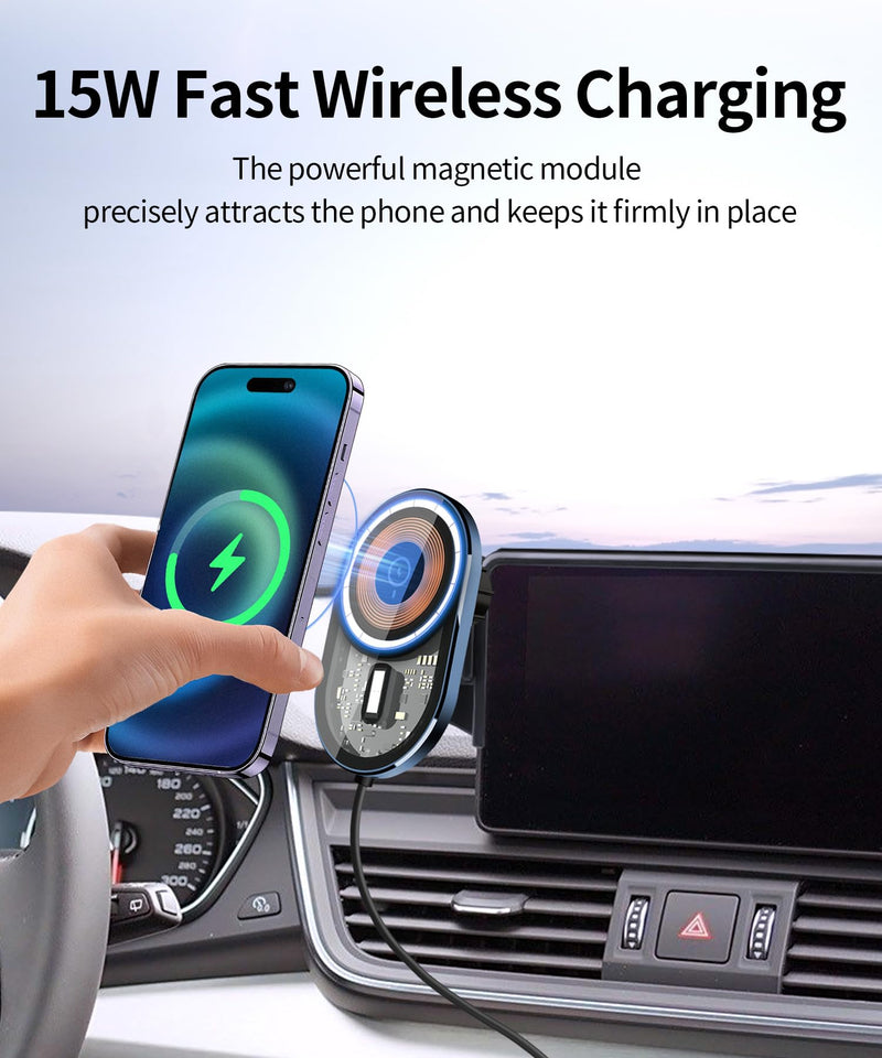 Wireless Charging Car Phone Holder for Audi Q5,A5,RS5,A4,Allroad,8.3"Screen | Magsafe Accessories Fast Charging Magnetic cell phone Holder Clip Compatible with iPhone Android, 3D Fit Vehicle Phone Stand