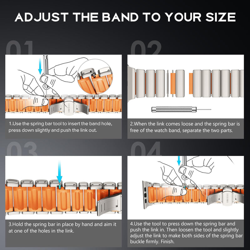CHANCHY Titanium Silicone Band for Apple Watch Ultra 3/2/1 49/46/45/44mm | Luxury Apple Watch Bands Titanium Silicone Dual-Layer Link for Men Compatible with iWatch Series 11 10 9 8 7 6 5 4 SE 3 2 1 A-Titanium Edition, Black-Orange