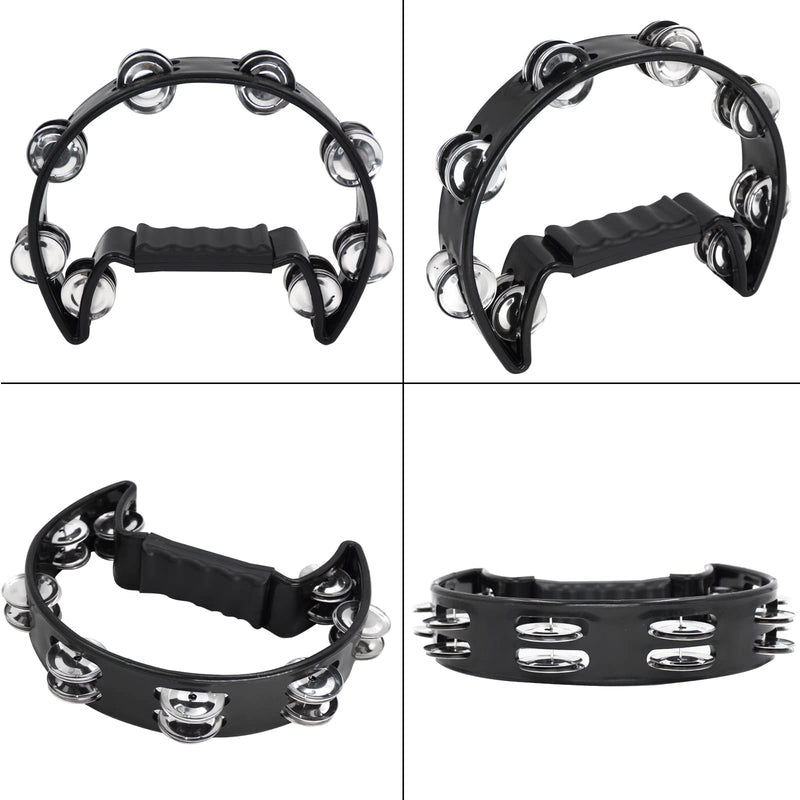 [AUSTRALIA] - Soulmate Tambourine Metal Jingles Hand Held Percussion Half-Moon Tambourine for Adult Musical Instrument Gift Single Row Tambourines for KTV, Party (Black Tamboruine) Black 